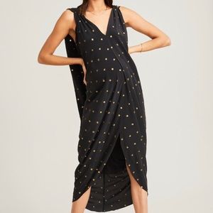 Hatch The Amira Caftan Silk Dress in Black w/ Gold Sequins One Size EUC